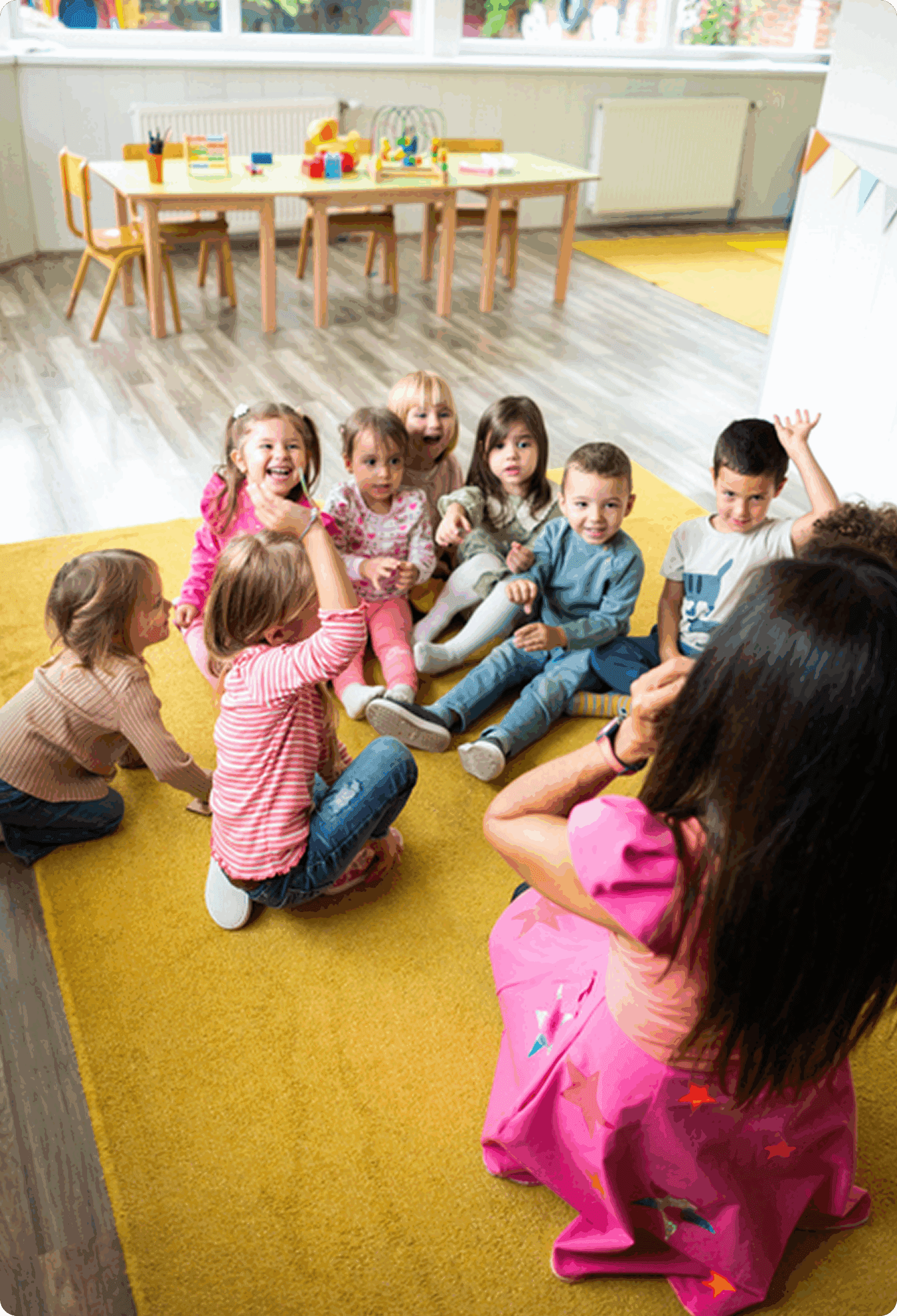 Classroom activity with young children seated