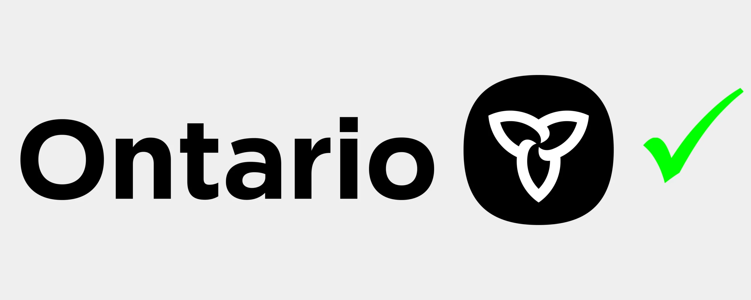 Ontario logo with green check mark